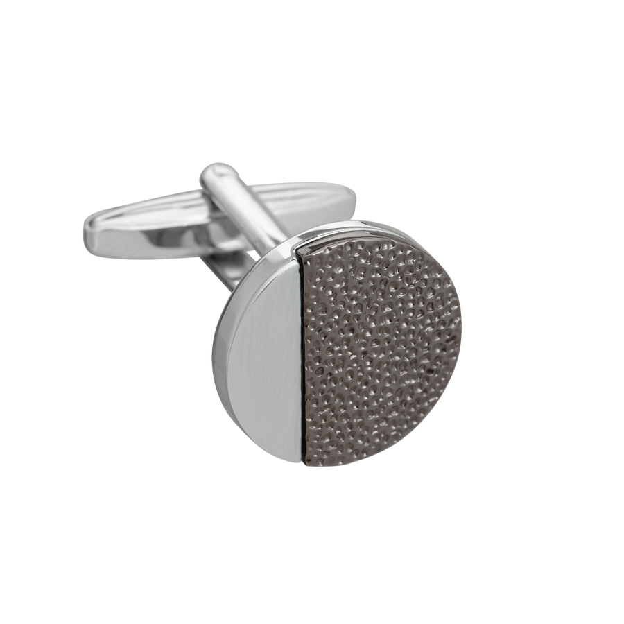 Gunmetal and Silver Hammered Odds Cufflinks