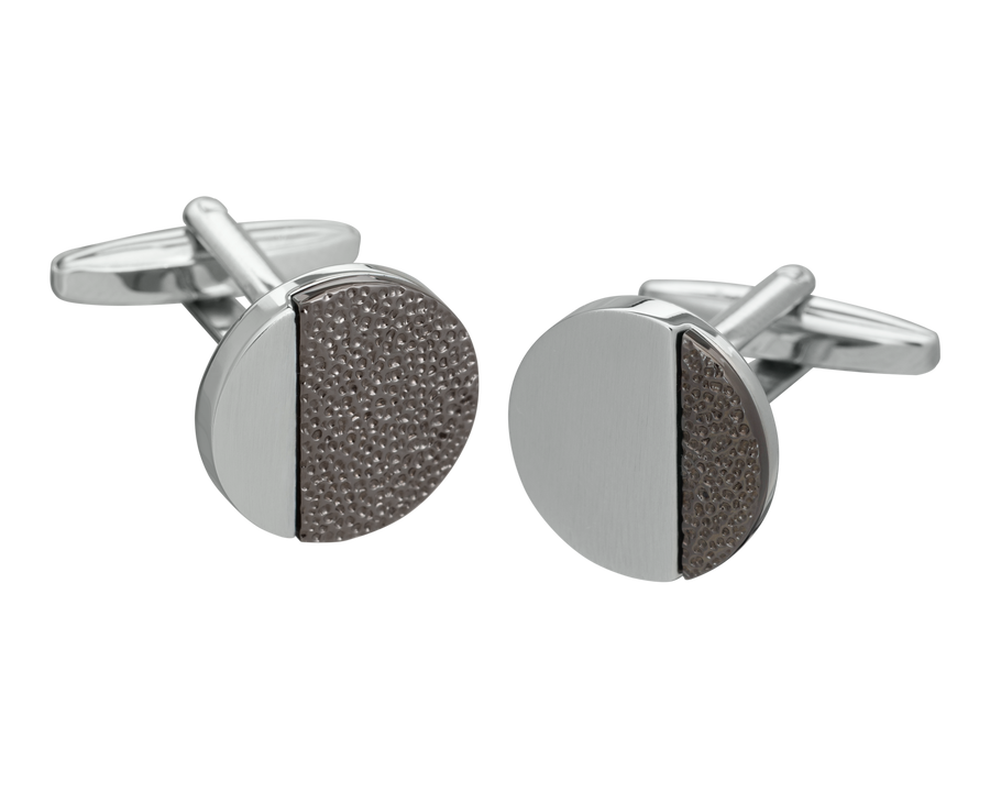 Gunmetal and Silver Hammered Odds Cufflinks