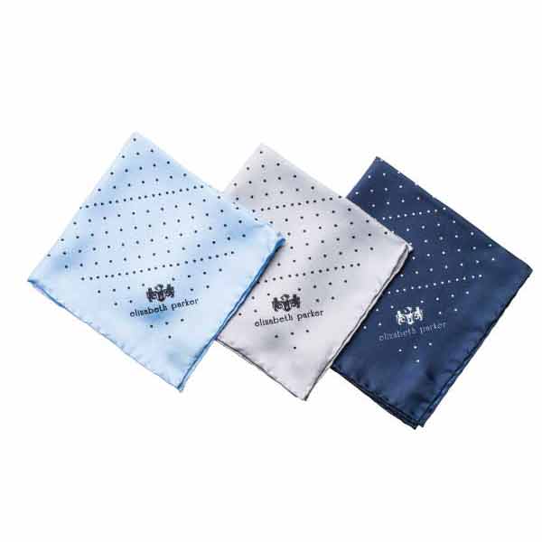 Multi Dotty Range of Silk Pocket Squares by Elizabeth Parker