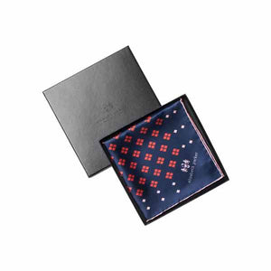 Elizabeth Parker Pink, Red and Navy Diamonds For Ever Silk Pocket Square in Gift Box