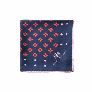 Elizabeth Parker Pink, Red and Navy Diamonds For Ever Silk Pocket Square