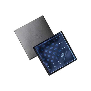 Elizabeth Parker Blue and Navy Diamonds For Ever Silk Pocket Square in Gift Box