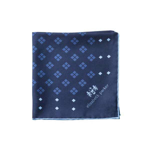Elizabeth Parker Blue and Navy Diamonds For Ever Silk Pocket Square