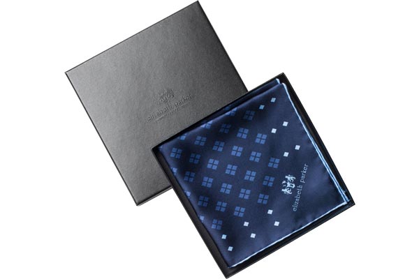 Diamonds For Ever Navy and Light Blue Silk Pocket Square