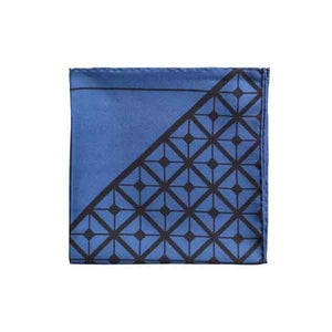 Diagonal Square Black and Navy Silk Pocket Square By Elizabeth Parker