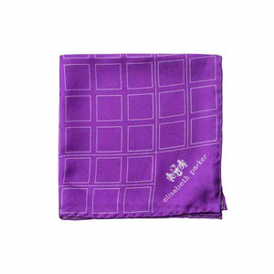 Check Grid Purple Silk Pocket Square by Elizabeth Parker