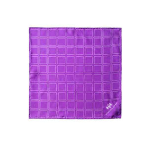 Check Grid Purple Silk Pocket Square by Elizabeth Parker