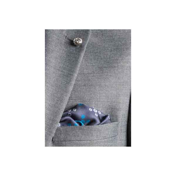 Pink Revolving Knot Silk Pocket Square By Elizabeth Parker in suit jacket