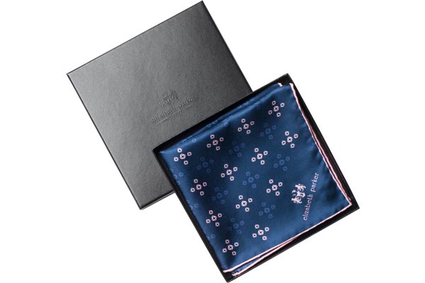 Pink Revolving Knot Silk Pocket Square by Elizabeth Parker