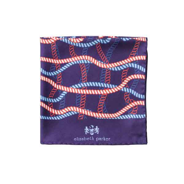 Red White and Blue Rope Twist Silk Pocket Square by Elizabeth Parker