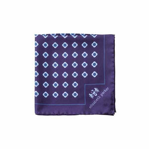 Blue Daisy Do Silk Pocket Square by Elizabeth Parker
