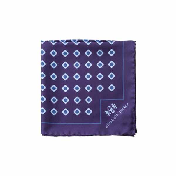 Blue Daisy Do Silk Pocket Square by Elizabeth Parker