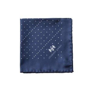 Navy Multi Dotty Silk Pocket Square by Elizabeth Parker