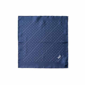 Navy Multi Dotty Silk Pocket Square by Elizabeth Parker