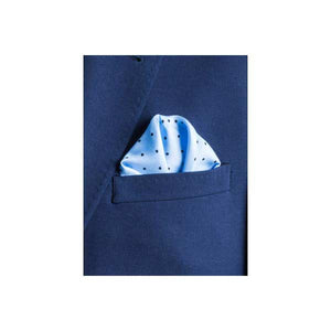 Sky Blue Multi Dotty Silk Pocket Square by Elizabeth Parker in jacket pocket