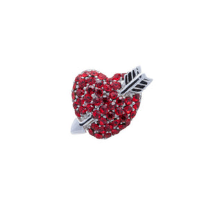 Red Crystal Love Heart Lapel Pin by Elizabeth Parker