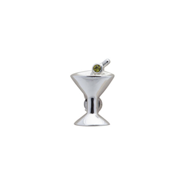 Green Olive Martini Glass Simply Metal Lapel Pin by Elizabeth Parker