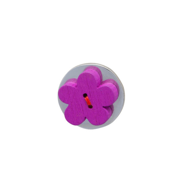 Purple Wooden Flower Lapel Pin by Elizabeth Parker