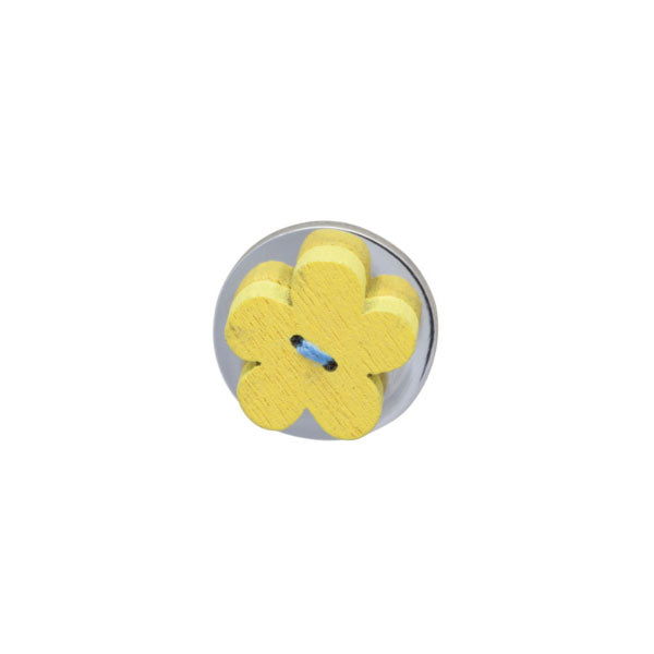 Yellow Wooden Flower Lapel Pin by Elizabeth Parker