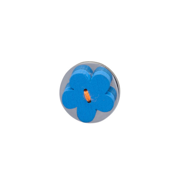 Blue Wooden Flower Lapel Pin by Elizabeth Parker