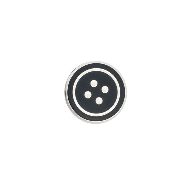 Round Black Enamel Button Lapel Pin by Elizabeth Parker