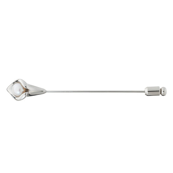 Elegant lily stick pin with white mother of pearl centre